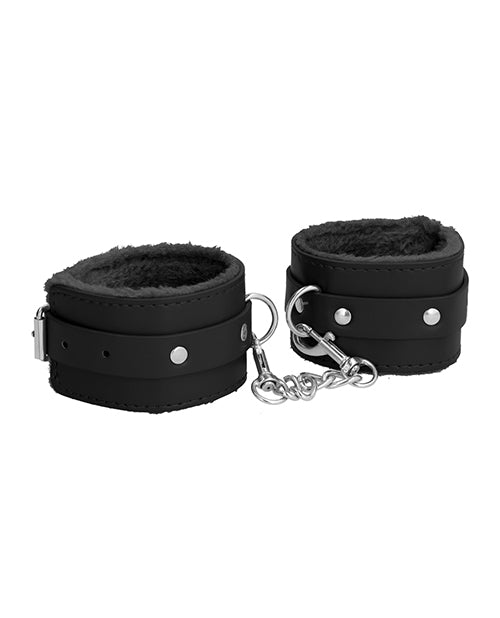 Shots Ouch Plush Leather Ankle Cuffs - Black by Shots America LLC