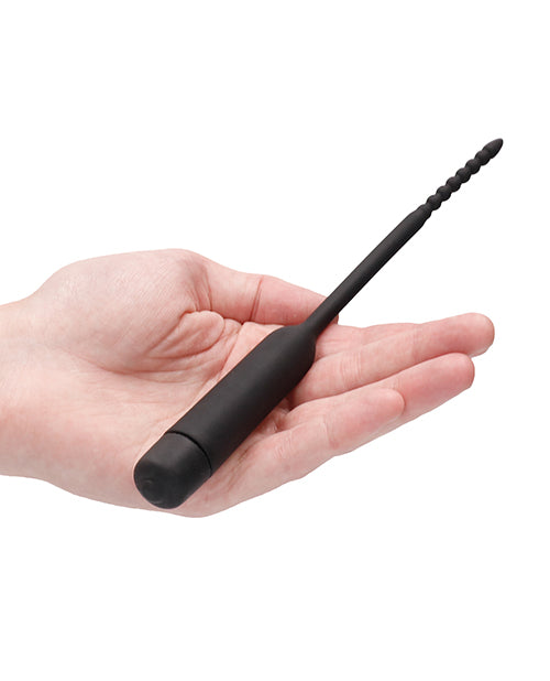 Shots Ouch Urethral Sounding Silicone Vibrating Bullet Plug w/Beaded Tip - Black by Shots America LLC