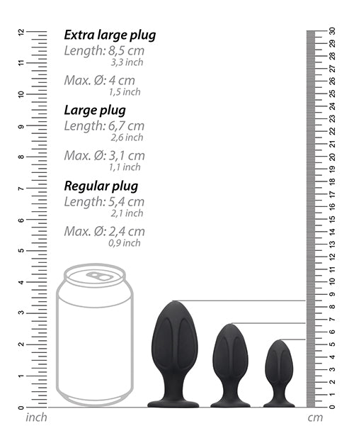 Shots Ouch Diamond Shape Butt Plug Set - Black by Shots America LLC