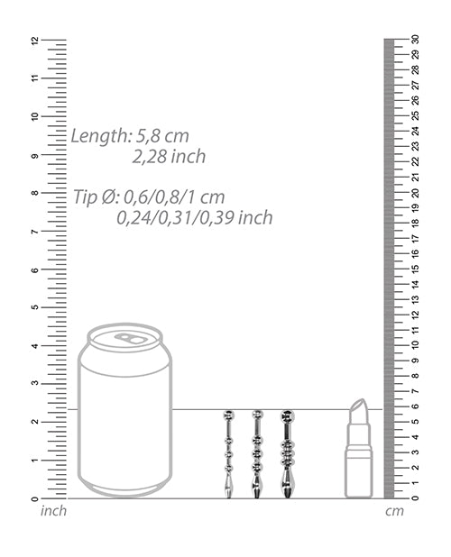Shots Ouch Urethral Sounding Metal Plug Set - 58mm by Shots America LLC