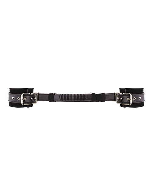 Shots Ouch Black & White Bonded Leather Hand Cuffs w/Handle - Black by Shots America LLC