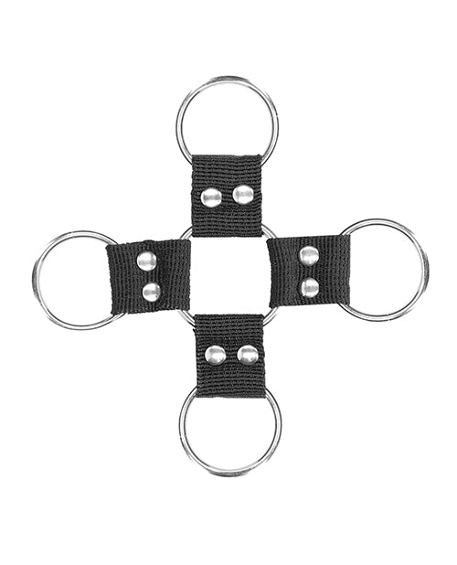 Shots Ouch Black & White Velcro Hogtie w/Hand & Ankle Cuffs - Black by Shots America LLC