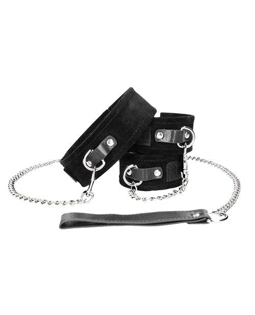 Shots Ouch Black & White Velcro Collar w/Leash & Hand Cuffs - Black by Shots America LLC