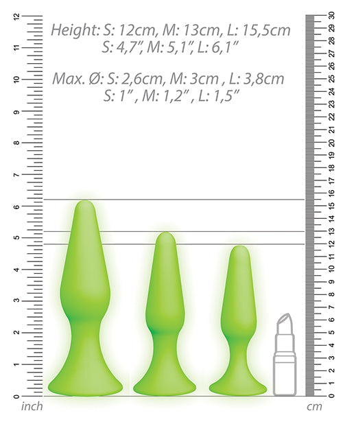 Shots Ouch Butt Plug Set - Glow in the Dark by Shots America LLC