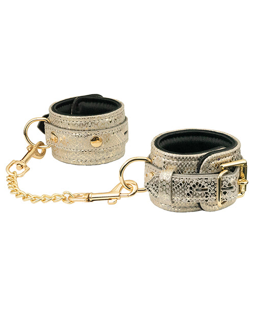 Spartacus Wrist Restraints w/Leather Lining - White Snakeskin Micro Fiber by Spartacus
