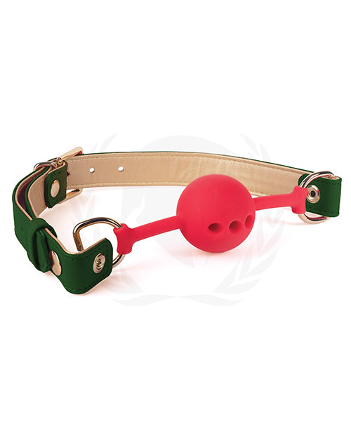 Spartacus Silicone Ball Gag w/Green Gold PU Straps - 46 mm by Spartacus