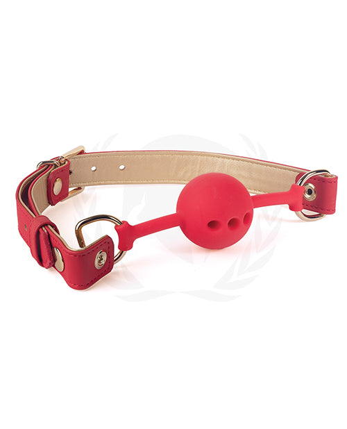 Spartacus Silicone Ball Gag w/Red Gold PU Straps - 46 mm by Spartacus