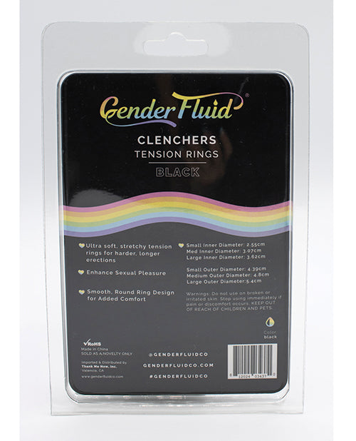 Gender Fluid Clincher Tension Ring Set - Black by Thank Me Now INC