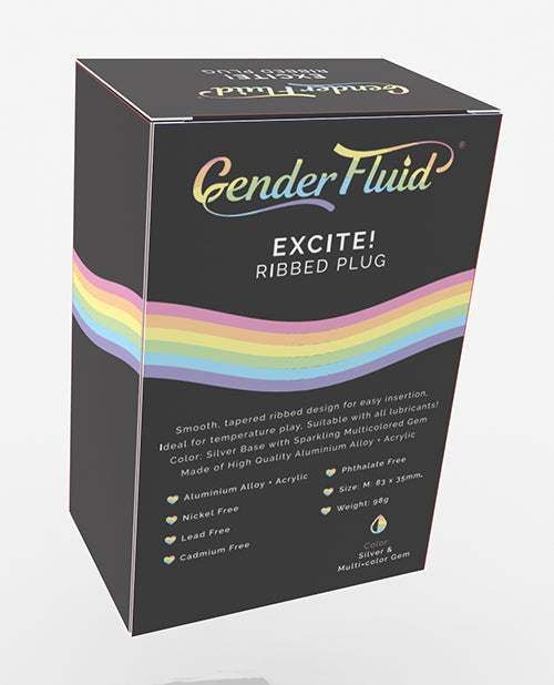 Gender Fluid Excite! Ribbed Plug - Silver by Thank Me Now INC