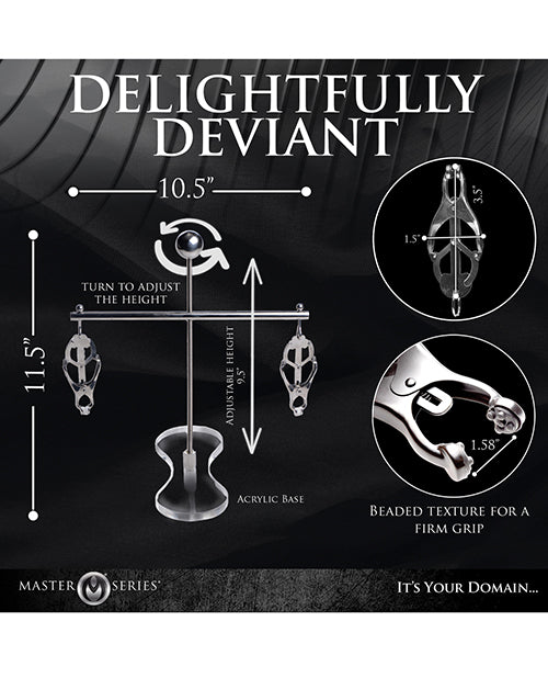Master Series Tower of Pain Nipple Clamps - Silver by Xr LLC