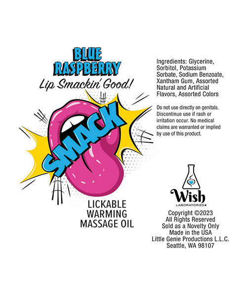 Smack Lickable Warming Massage Oil - Blue Raspberry 3 ml pouch