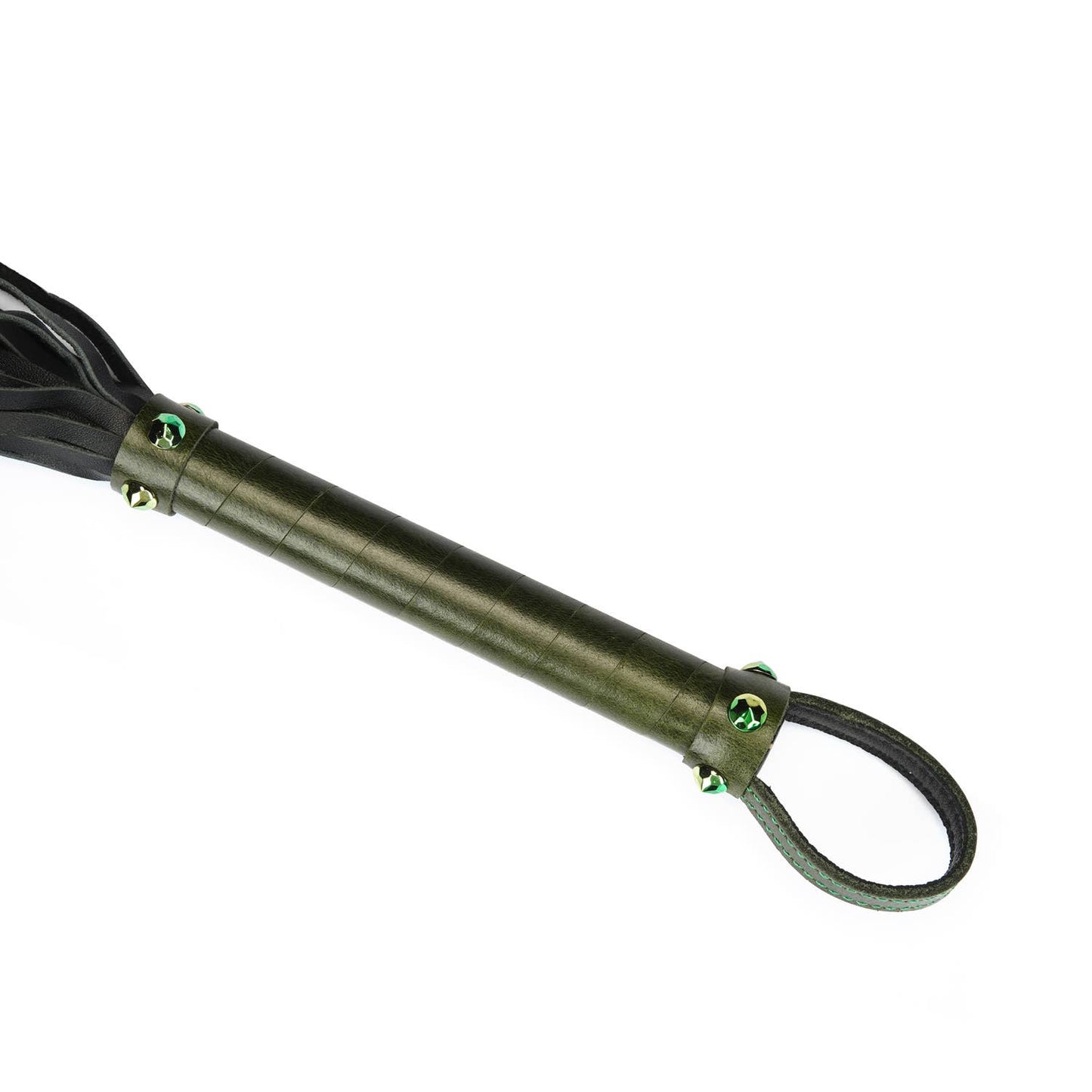 Liebe Seele - Luxury Green Leather Flogger with Green Rivets