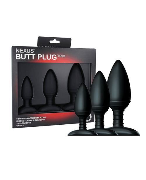 Nexus Butt Plug Trio Set 3 Solid Silicone Butt Plugs S M L