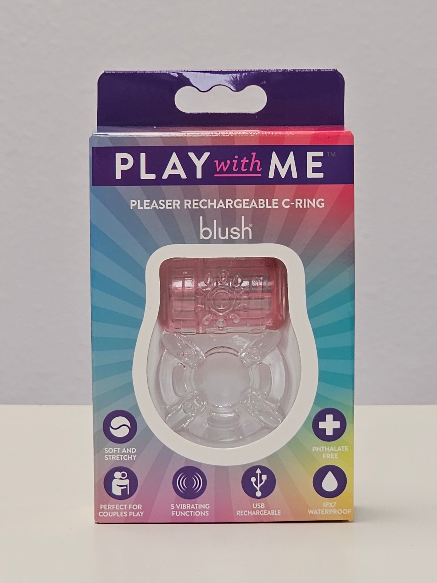Play With Me - Pleaser Rechargeable C-Ring - Pink by Blush Novelties