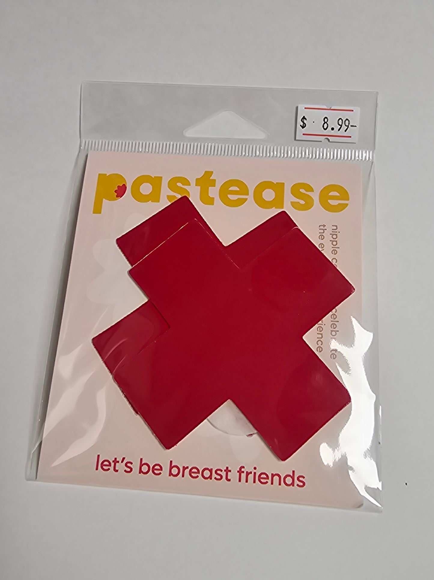 Pastease Plus X: Faux Latex Pleather Vinyl Red Cross Pasties by Pastease