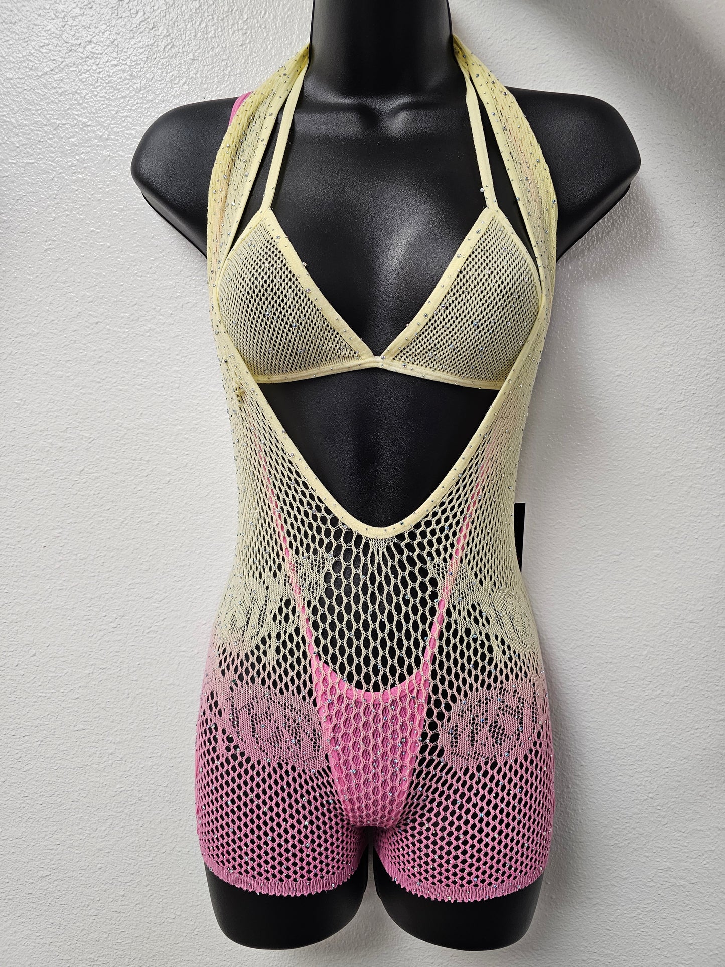 Hot Nights- Sunset Strip 3pc Rhinestone Slingshot Short Set