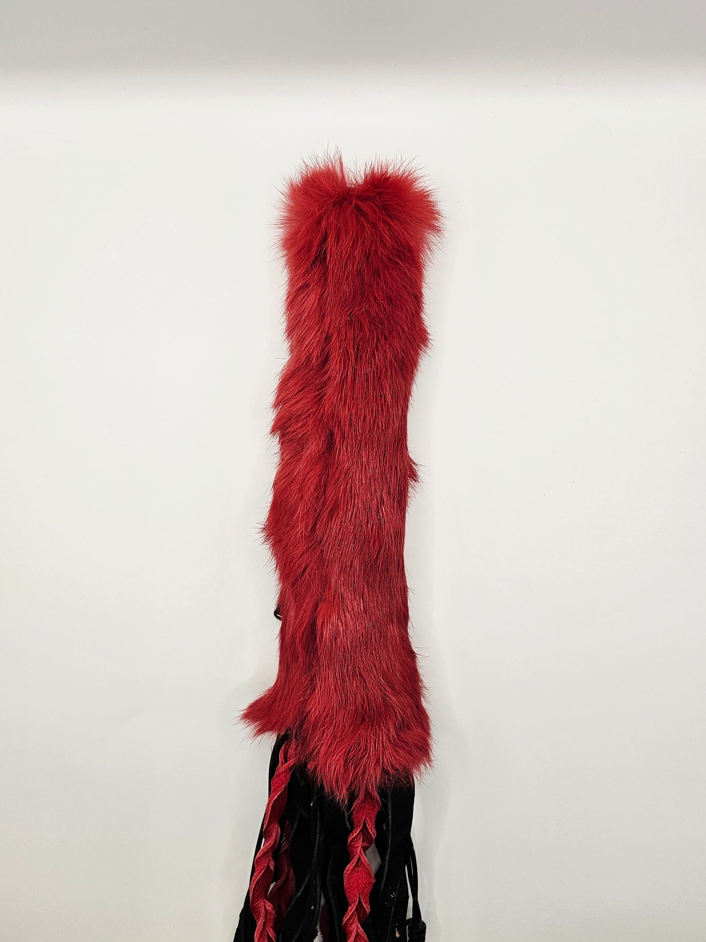 Lisa's Custom Leather Barbed-wire & Rabbit Fur Flogger