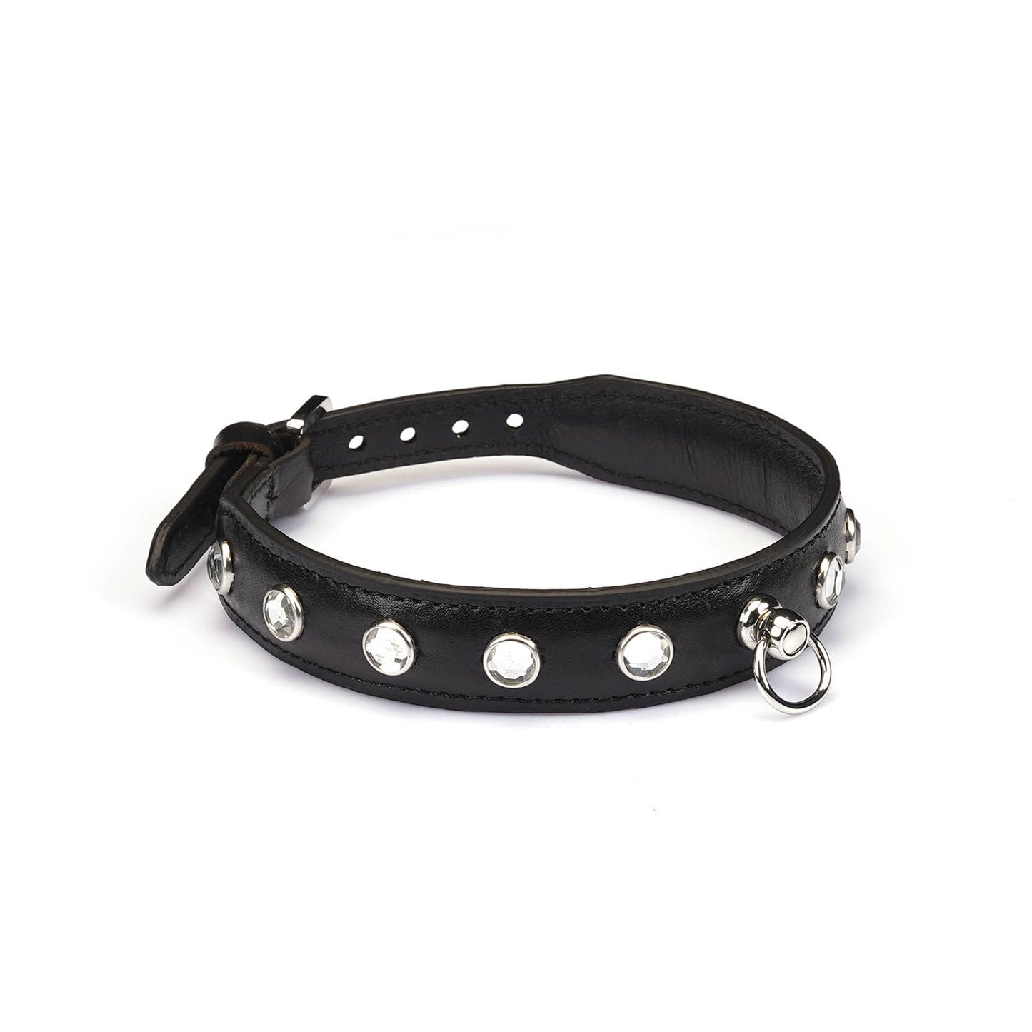 Liebe Seele Premium Leather Choker with Diamonds Black