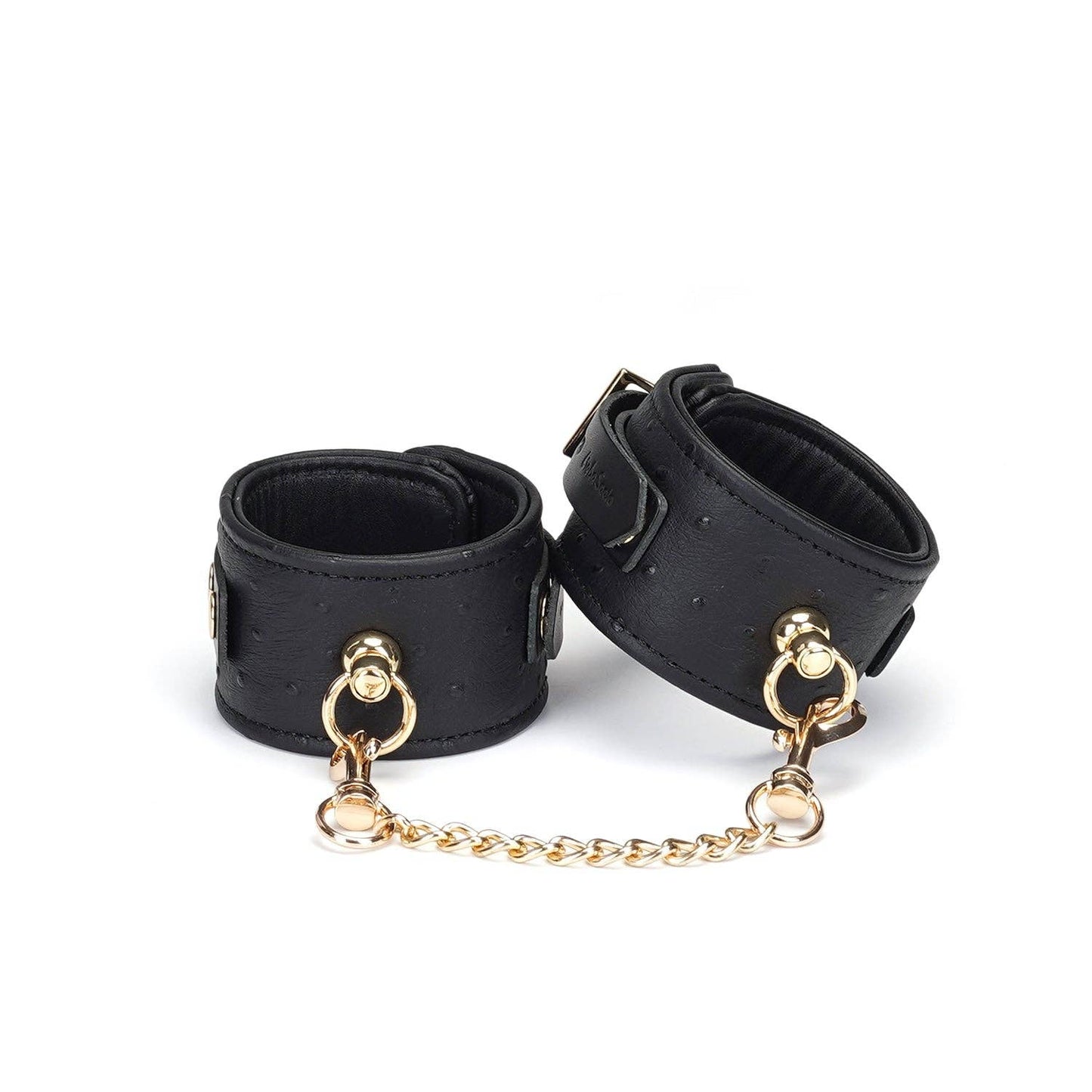 Demon's Kiss Black Leather Wrist Cuffs with Locking Buckles