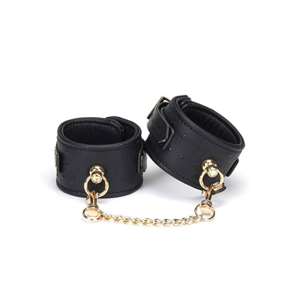 Demon's Kiss Black Leather Wrist Cuffs with Locking Buckles