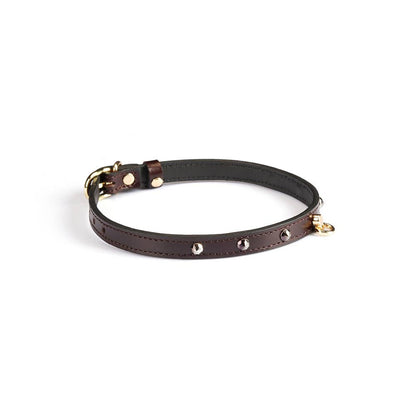 0.4" Wide Luxury Leather O-Ring Choker with Rivets