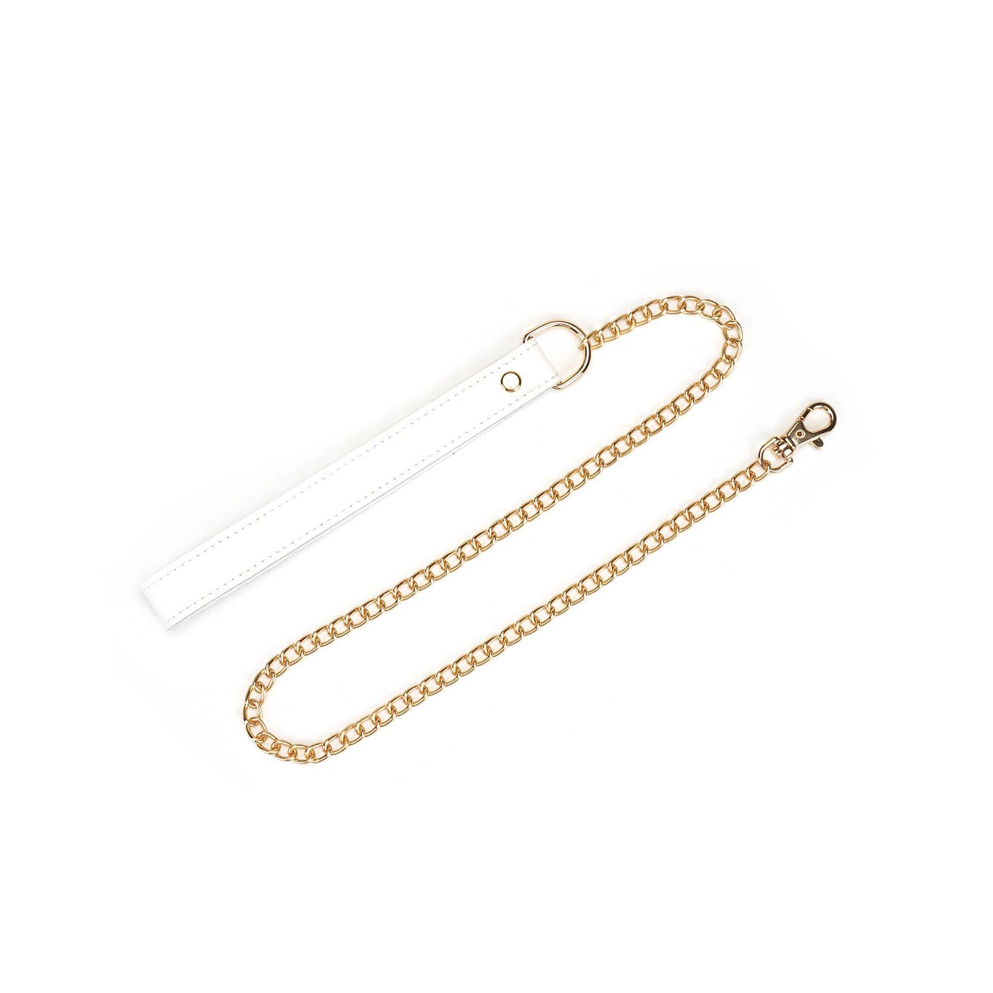 White Leather Flowers Collar with Leash