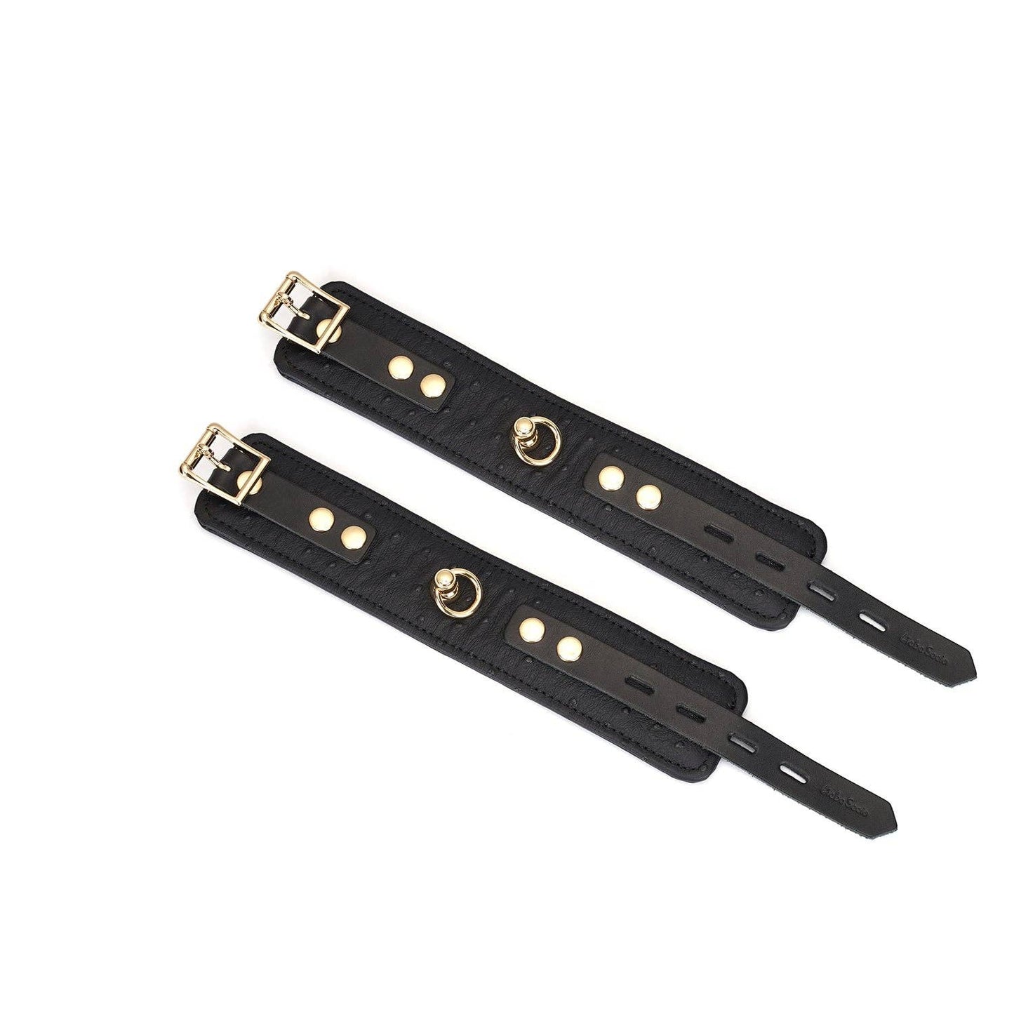 Demon's Kiss Black Leather Wrist Cuffs with Locking Buckles