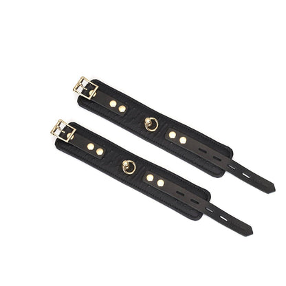 Demon's Kiss Black Leather Wrist Cuffs with Locking Buckles