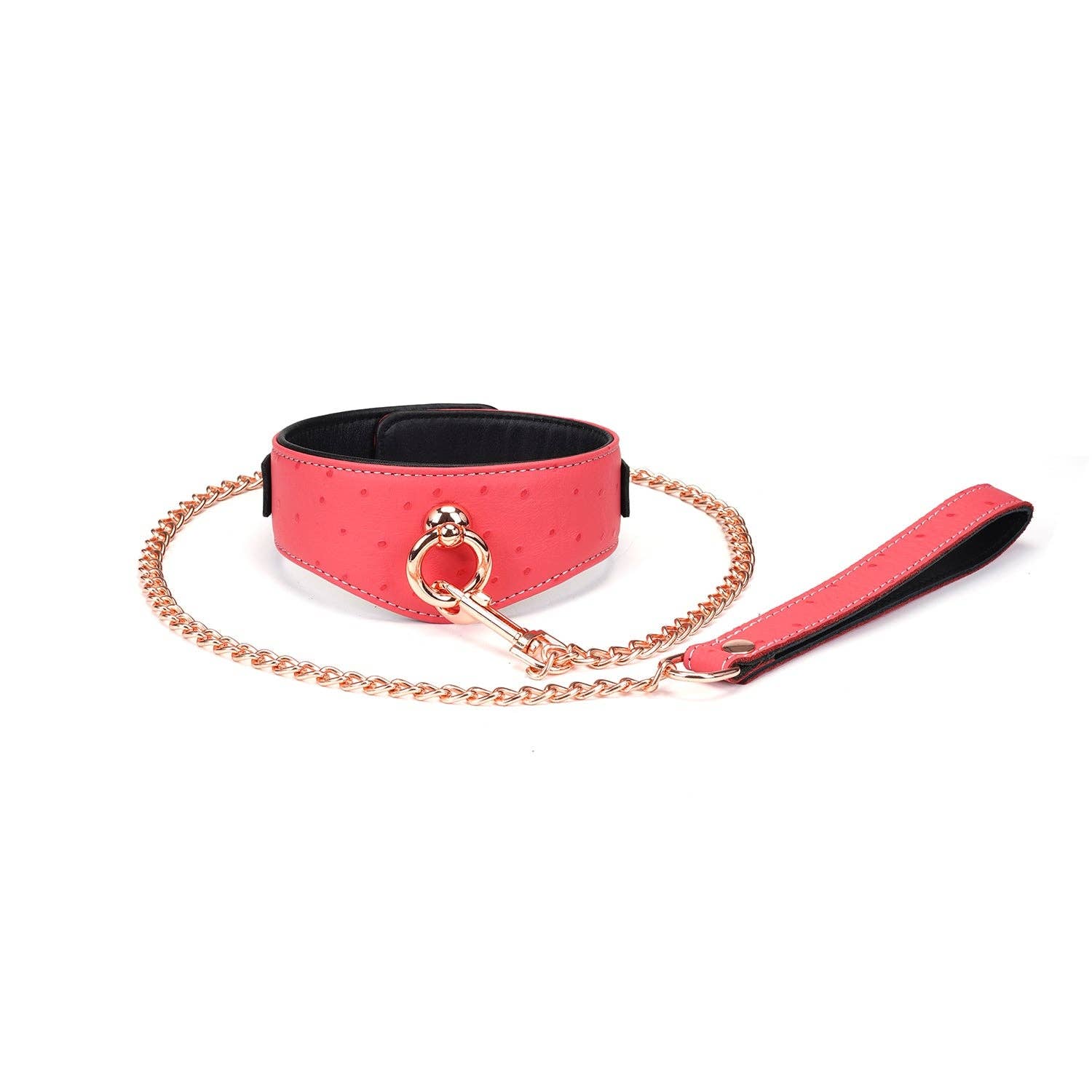 Angel's Kiss Pink Leather Curved Collar with Locking Buckle by Liebe Seele