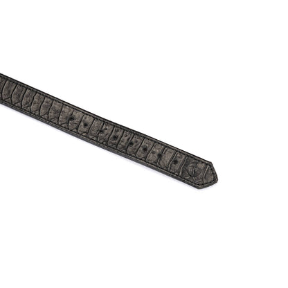 Crocodile Noir: Black Leather Collar with Chain Leash