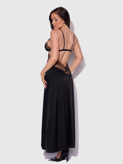 ILENA EMBROIDERED TULLE TRIANGLE TOP LONG GOWN by House of Desire