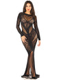 Leg Avenue -Black Lace and Net Body Con Gown - With Heart Keyhole Detail - Os by Leg Avenue