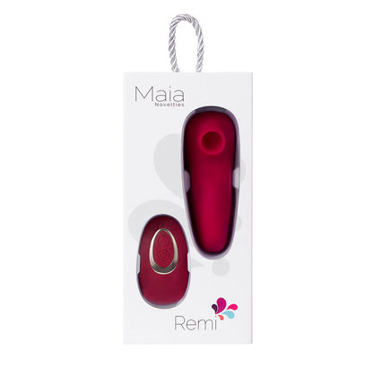 Remi 15-Function Rechargeable Remote Control Suction Panty Vibe - Red by Maia