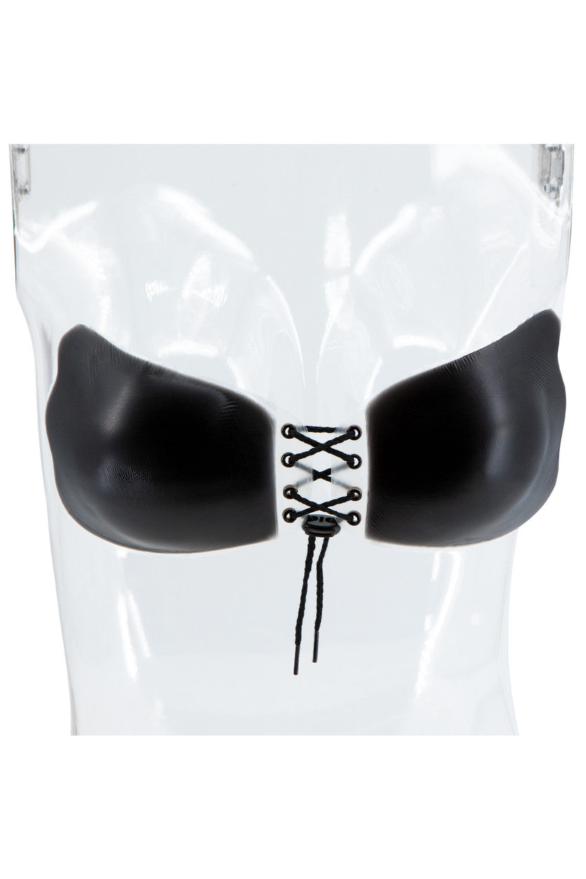 BWXW034BLK Silicone Tie Up Bra - Black