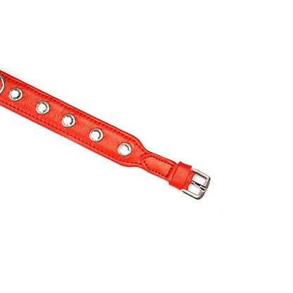 Liebe Seele Premium Leather Choker with Diamonds Red