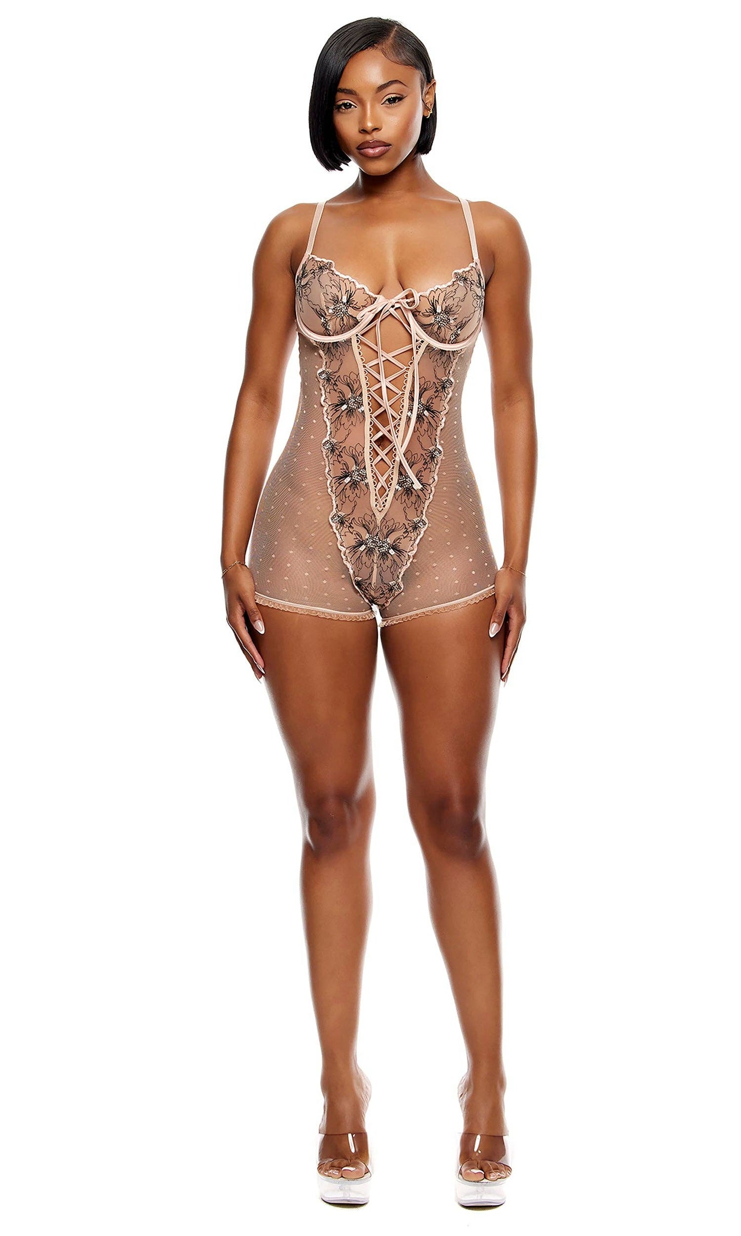 Just Peachy Embroidered Romper - Peach