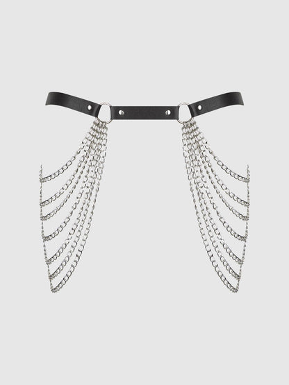 CHAIN & LEATHER-LIKE DRAPED GARTER