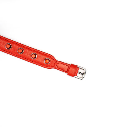 Liebe Seele Premium Leather Choker with Diamonds Red