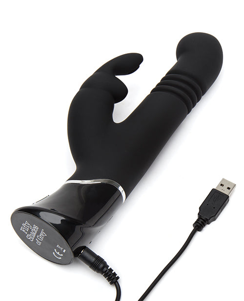 Fifty Shades of Grey Greedy Girl Rechargeable Thrusting G Spot Rabbit Vibrator - Black by Lovehoney C/o Wow Tech