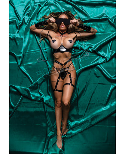 Role Play Bondage Baddie 7 Pc Set Black by Bodyzone Apparel