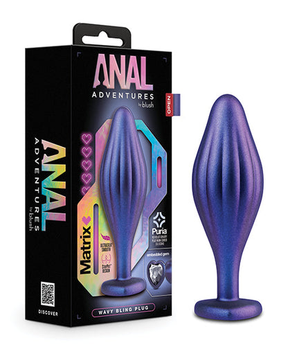 Blush Anal Adventures Matrix Wavy Bling Plug - Sapphire by Blush Novelties