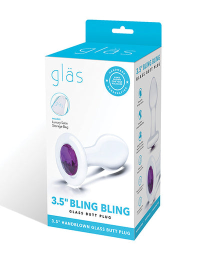 Glas 3.5" Bling Bling Glass Butt Plug - Clear by Electric Eel INC