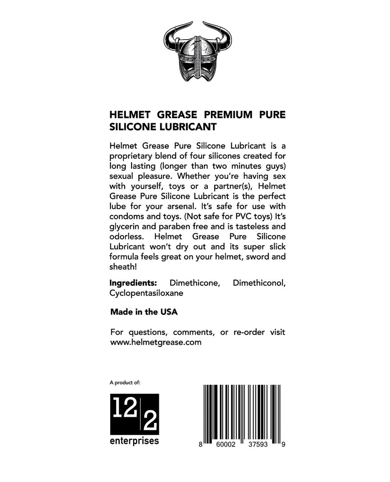 Helmet Grease Pure Silicone Lubricant - 8 oz Bottle by Dec-2 Enterprises INC