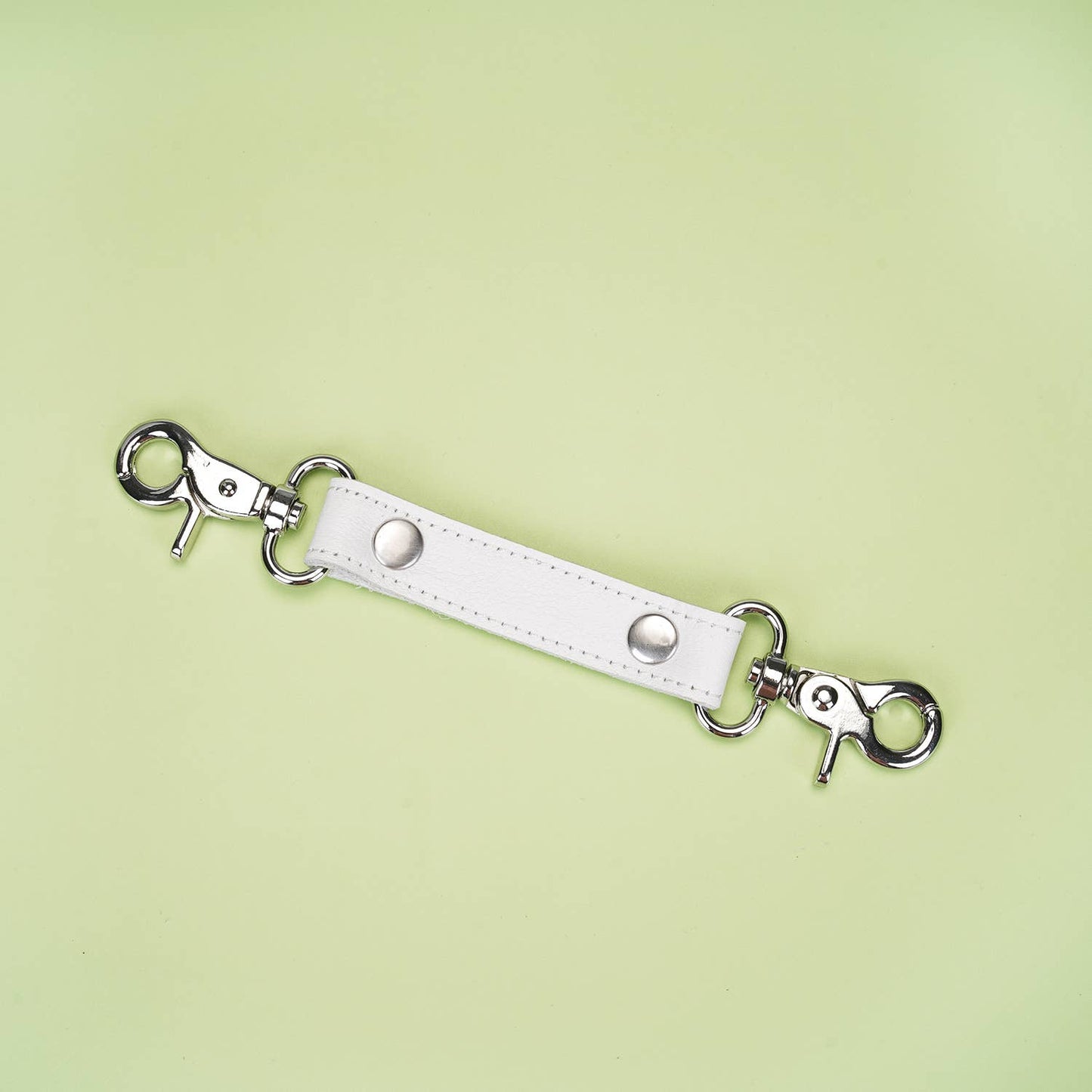 Liebe Seele- Fuji White- White Leather Wrist Cuffs with Silver Metal