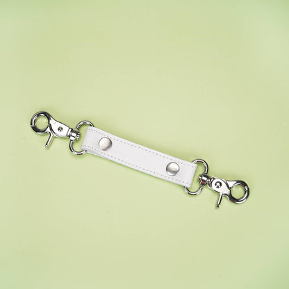 Liebe Seele- Fuji White- White Leather Wrist Cuffs with Silver Metal