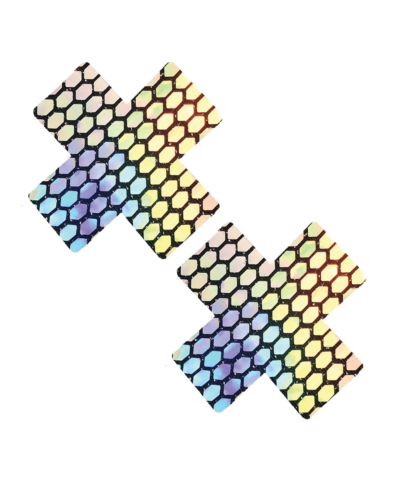 Neva Nude Mirrored Mayhem Holographic X Factor Pasties - Multi Color O/S by Neva nude
