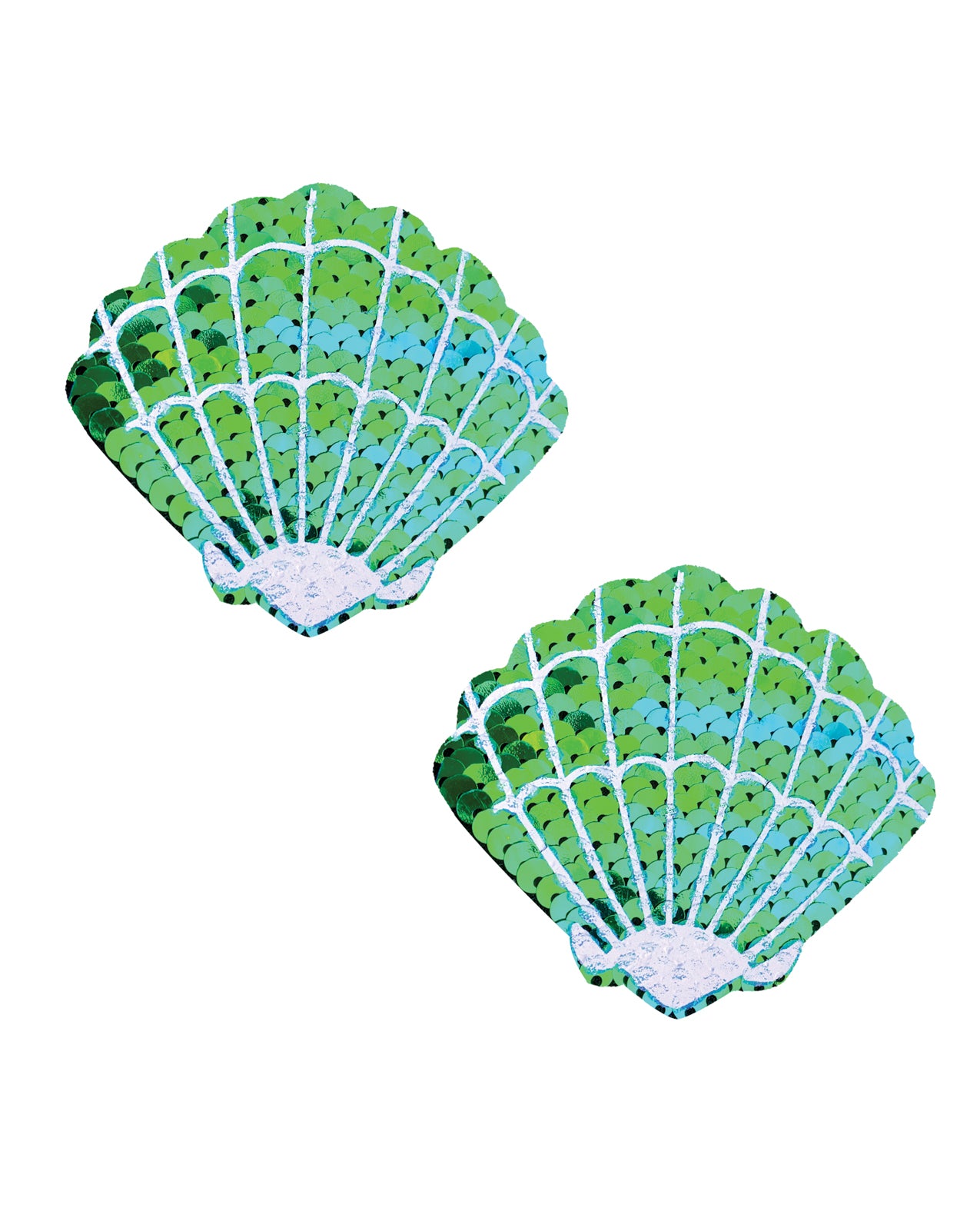 Neva Nude Sequins Sea Shells Under the Sea Pasties - Green/Blue O/S by Neva nude