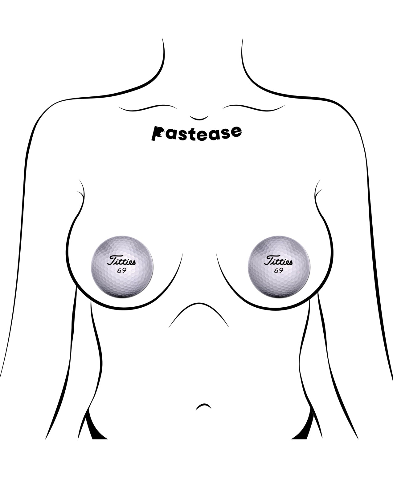 Pastease Titties Golf Ball - Black/White O/S by Pastease