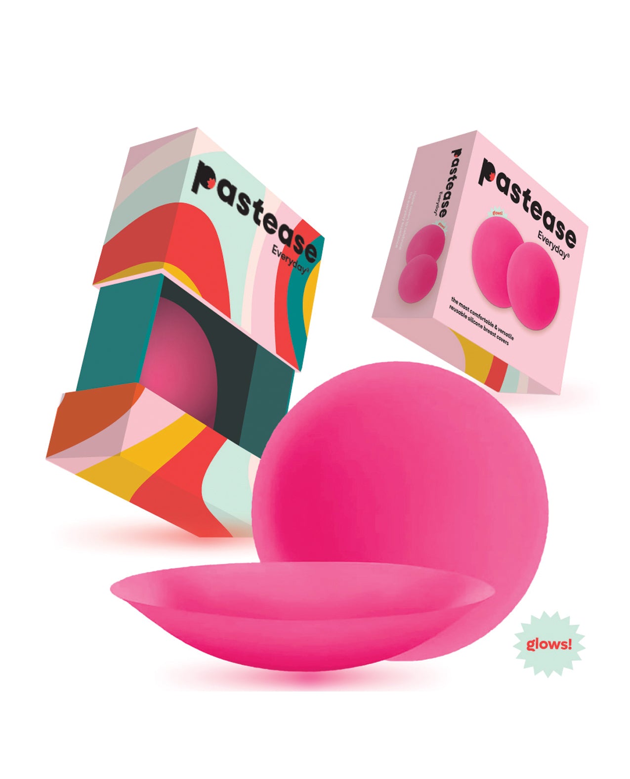 Pastease HALOS Silicone Nipple Covers w/Travel Box - Neon Pink D+ Cup 10 or More Uses by Pastease