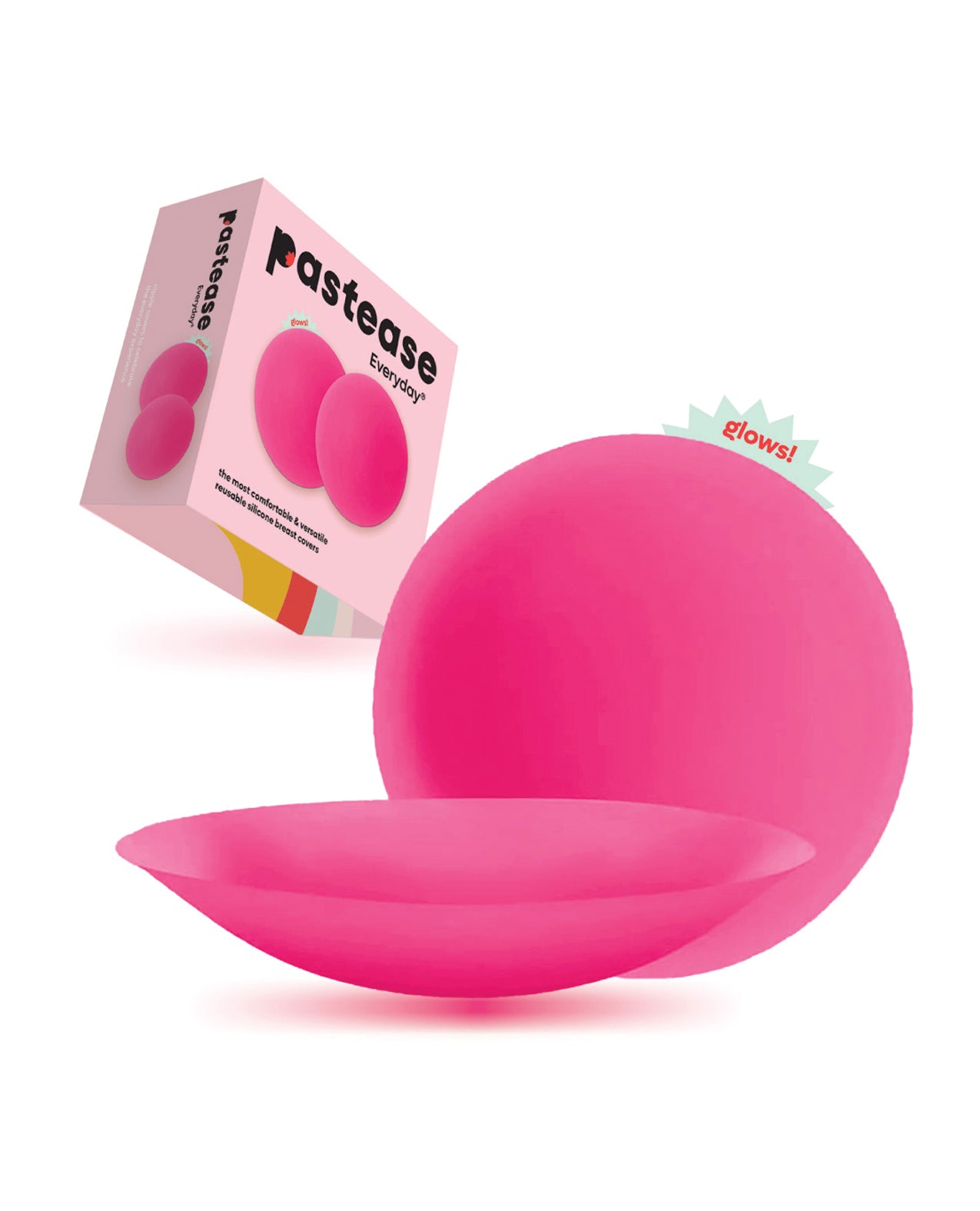 Pastease HALOS Silicone Nipple Covers w/Travel Box - Neon Pink A-C Cup 10 or More Uses by Pastease